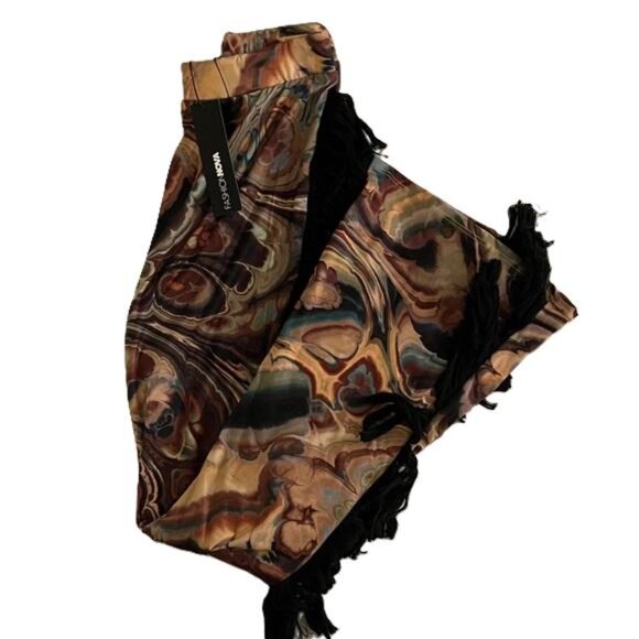 NWT FASHION NOVA All at Once Fringe Flare Pants Psychedelic Pattern Size Large - Picture 3 of 8